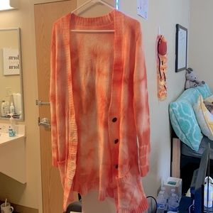 orange tie dye cardigan